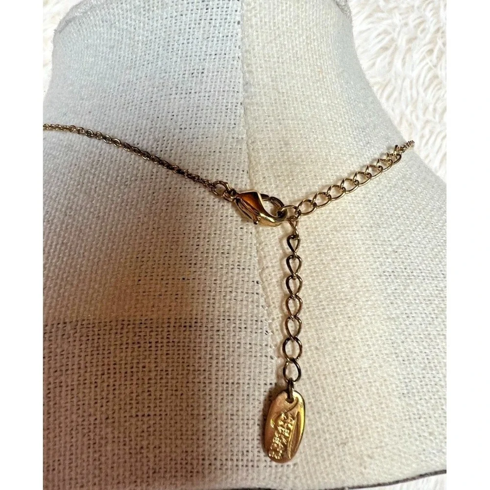 Alexa's Angels Gold Tone Necklace Sunburst Charm Crystal Dainty Minimalist‎ 17